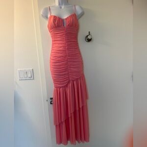 Elegant Pink Maxi Ruched Dress